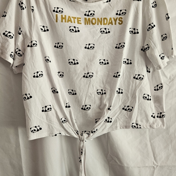& Other Stories White Panda Print Crop Top - Picture 1 of 2